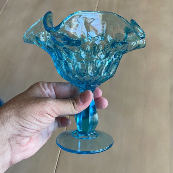 Vintage Rare Mid-Century Blue Glass Dishes Bowls Set - Picture 3 of 16